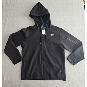 Reebok Full Zip Hoodie Men's Large Black Long Sleeve Activewear Streetwear Y2K